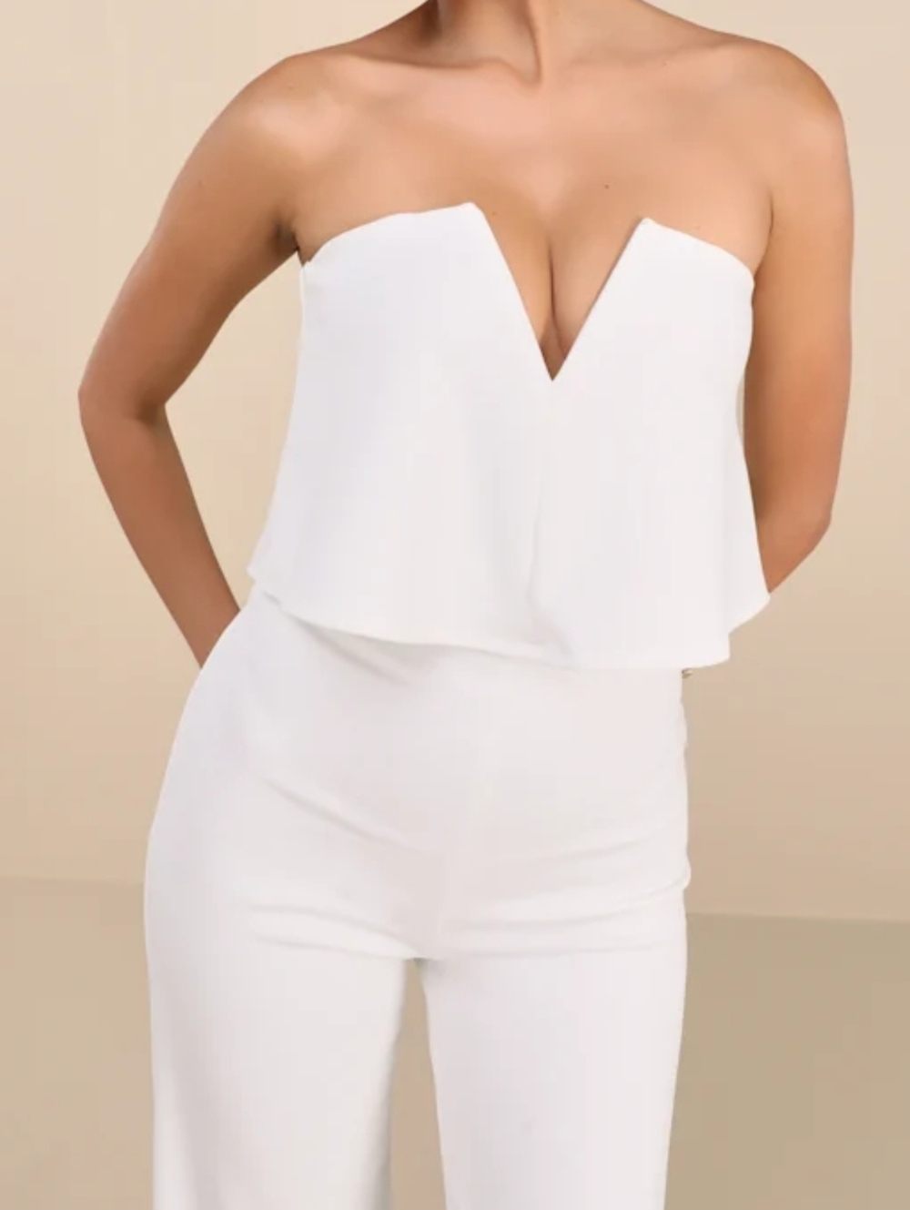 Lulus Power of Love White Strapless Jumpsuit - Size MED - NWT Bridal Rehearsal - Picture 3 of 12